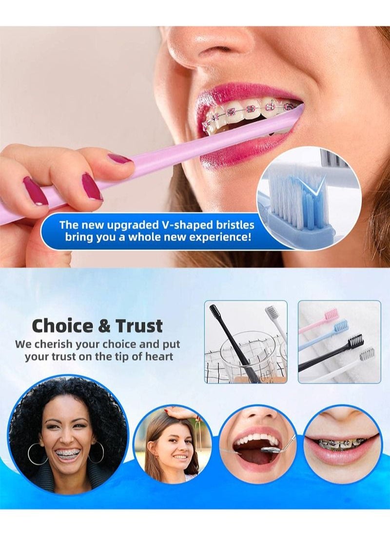 HaLunhi - V-Shaped Orthodontic Toothbrush Soft Bristle (2 PCS) with one Inter-Dental Brush - Image 1