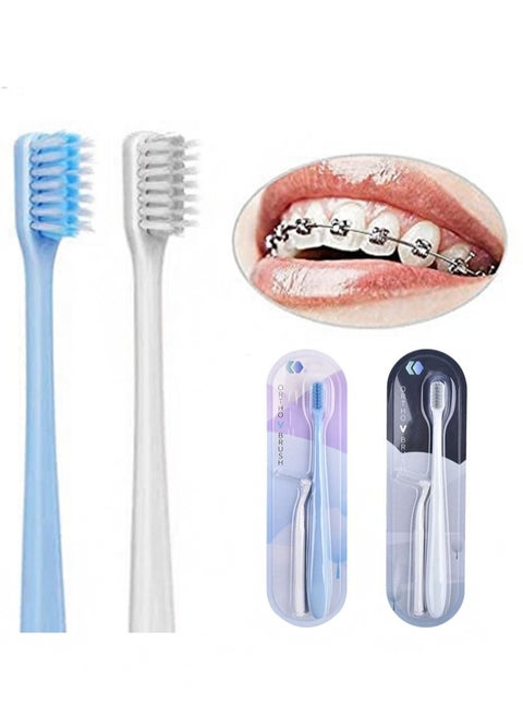 V-Shaped Orthodontic Toothbrush Soft Bristle (2 PCS) with one Inter-Dental Brush