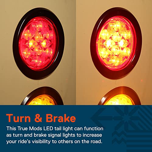 ONLINE LED STORE TRUE MODS 2 Red 2 White 4" Round 10LED Trailer Tail Light Kit [DOT Certified] [Grommet & Plug] IP67 Waterproof Stop Brake Turn Reverse Back Up Horse Boat Trailer Light For RV Semi Truck Flatbed Camper - Image 4