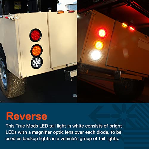 ONLINE LED STORE TRUE MODS 2 Red 2 White 4" Round 10LED Trailer Tail Light Kit [DOT Certified] [Grommet & Plug] IP67 Waterproof Stop Brake Turn Reverse Back Up Horse Boat Trailer Light For RV Semi Truck Flatbed Camper - Image 5