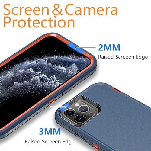 YmhxcY for iPhone 11 Pro Max Case Shockproof Dropproof Dust-Proof 3-Layer Durable Phone Case Heavy Duty Protection Phone Case Cover for Apple iPhone 11 Pro Max 6.5“ Blue and Orange - Image 5