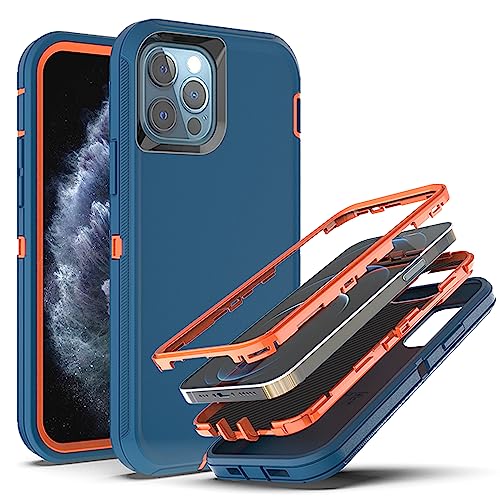 YmhxcY for iPhone 11 Pro Max Case Shockproof Dropproof Dust-Proof 3-Layer Durable Phone Case Heavy Duty Protection Phone Case Cover for Apple iPhone 11 Pro Max 6.5“ Blue and Orange - Image 1