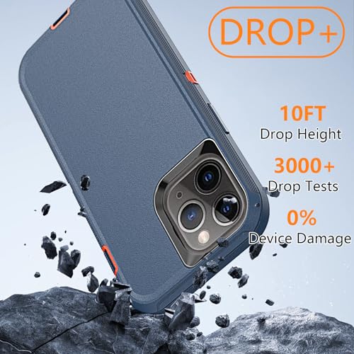 YmhxcY for iPhone 11 Pro Max Case Shockproof Dropproof Dust-Proof 3-Layer Durable Phone Case Heavy Duty Protection Phone Case Cover for Apple iPhone 11 Pro Max 6.5“ Blue and Orange - Image 4
