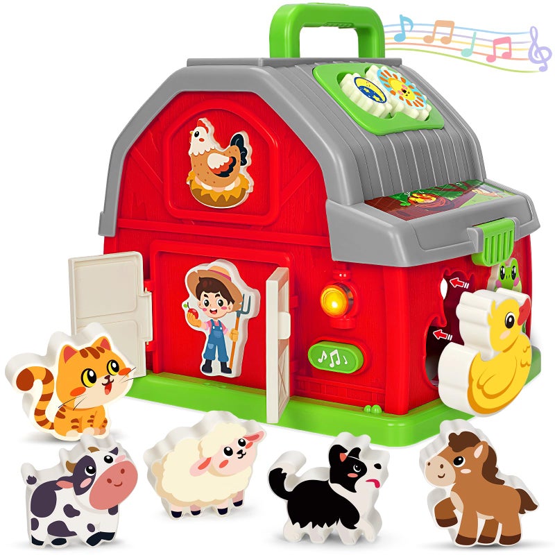 Ellinjan Montessori Learning Toys for 1 2 3 Year Old Boys Girls Musical Farm Animals for Toddlers 13 Interactive Barn Toy with Light Sound Birthday Gifts for Baby Kid Toddler Age 1218 Months - Image 2