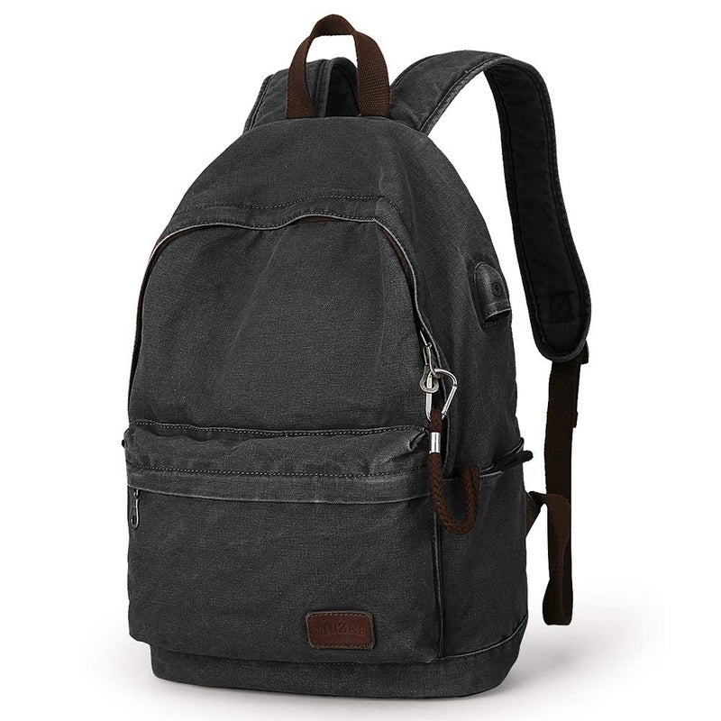 Muzee Canvas Backpack Lightweight Travel Daypack Student Rucksack Laptop Backpack - Image 1