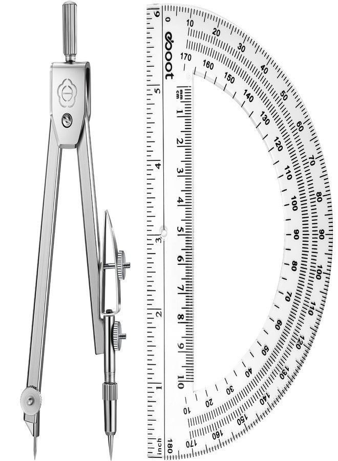 Zonon Student Protractor and Compass Set, Student Geometry Math Set, Compass for Geometry and 180 Degree 6 Inch Protractor for Drawing Measuring School Office(1 Pcs,Clear) - Image 1