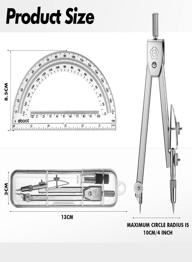 Zonon Student Protractor and Compass Set, Student Geometry Math Set, Compass for Geometry and 180 Degree 6 Inch Protractor for Drawing Measuring School Office(1 Pcs,Clear) - Image 4