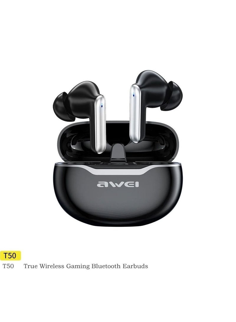 Awei T50 True Wireless Bluetooth Sports Earbuds with Charging Case - Image 2
