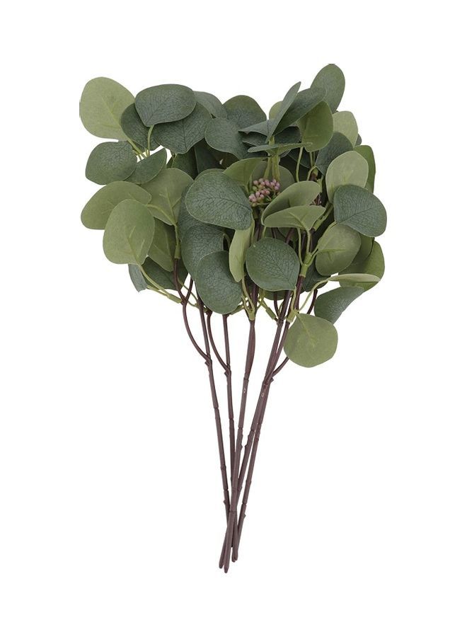 NIBEMINENT 5-Piece Artificial Eucalyptus Leave Stems Green/Brown  - Image 1