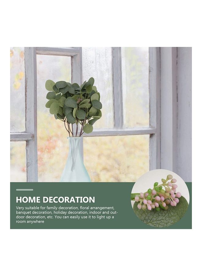 NIBEMINENT 5-Piece Artificial Eucalyptus Leave Stems Green/Brown  - Image 3