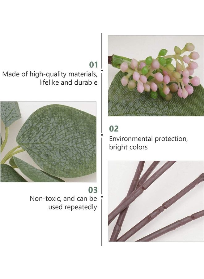 NIBEMINENT 5-Piece Artificial Eucalyptus Leave Stems Green/Brown  - Image 5
