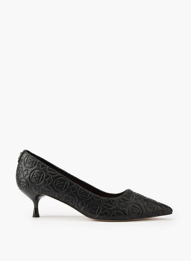ELLE Women's Monogram Embossed Shoes with Kitten Heels - Image 1