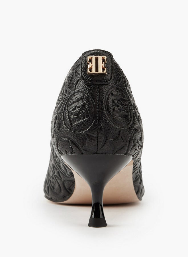 ELLE Women's Monogram Embossed Shoes with Kitten Heels - Image 5