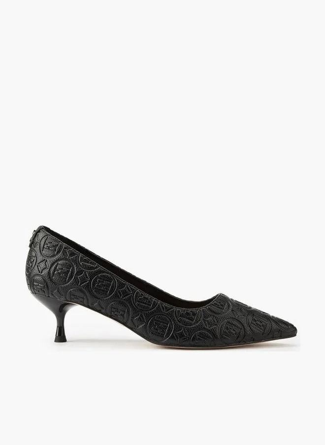 ELLE Women'S Monogram Embossed Shoes With Kitten Heels