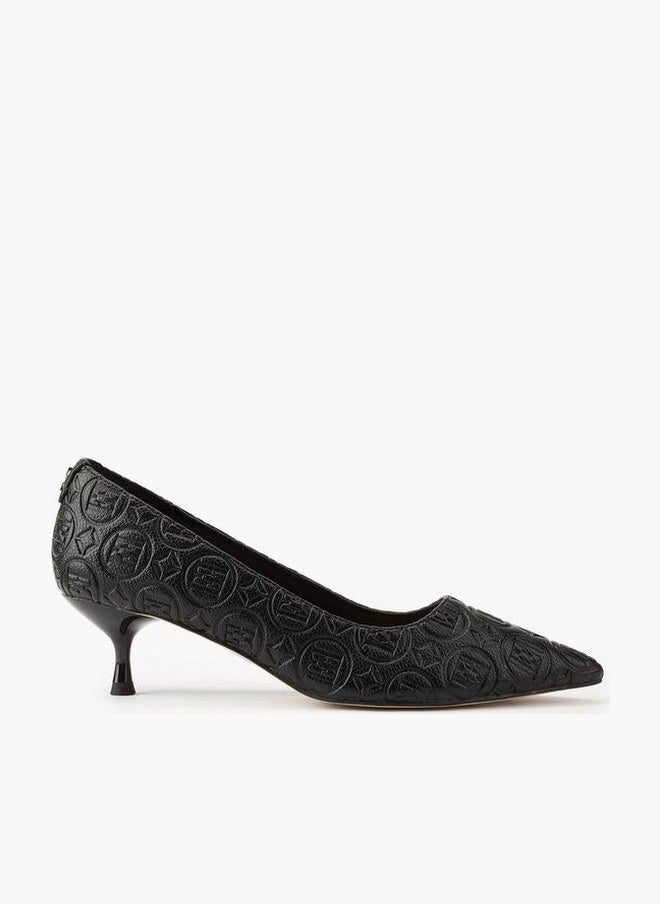 ELLE Women'S Monogram Embossed Shoes With Kitten Heels - Image 1