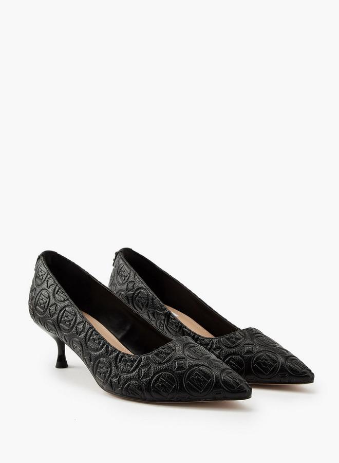 ELLE Women'S Monogram Embossed Shoes With Kitten Heels - Image 2