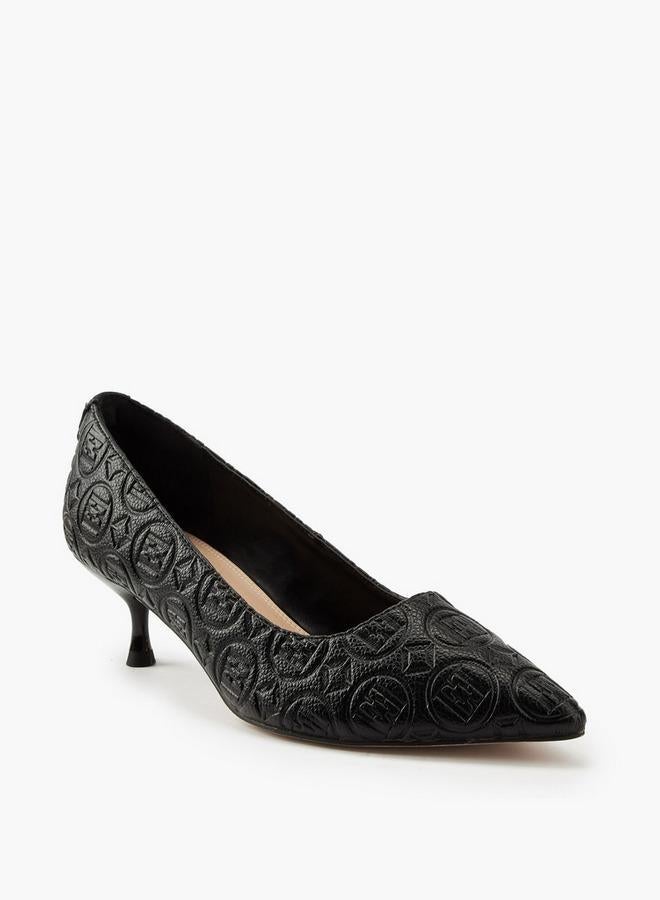 ELLE Women'S Monogram Embossed Shoes With Kitten Heels - Image 3