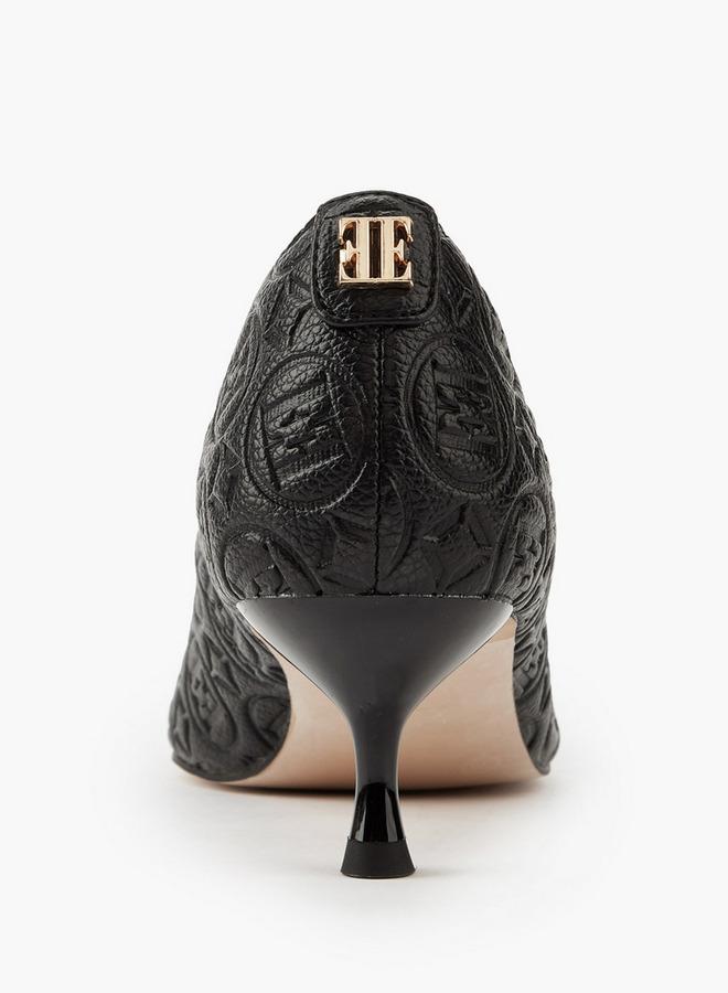 ELLE Women'S Monogram Embossed Shoes With Kitten Heels - Image 5