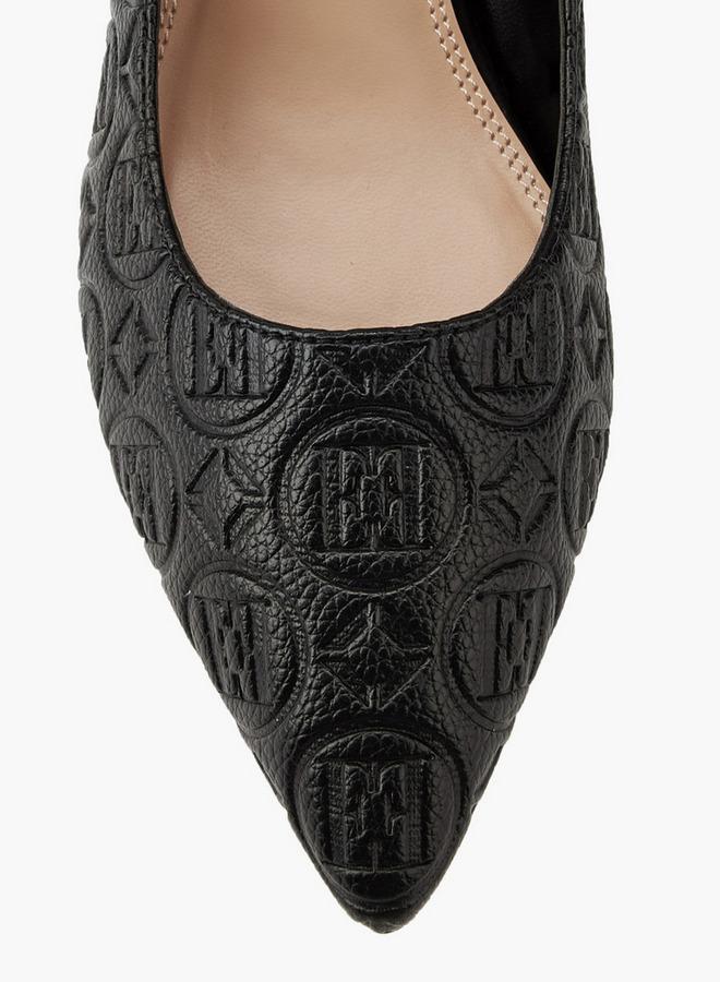 ELLE Women'S Monogram Embossed Shoes With Kitten Heels - Image 4