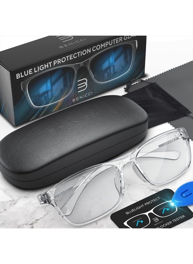 Benicci - Stylish Blue Light Computer Blocking Glasses for Men and Women - Ease Digital Eye Strain, Dry Eyes, Headaches and Blurry Vision - Instantly Blocks Glare from Computers and Phone Screens, Case Included - Image 1