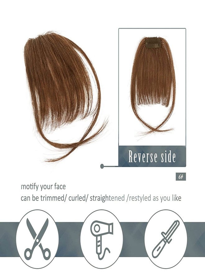 BARSDAR Medium Brown Clip in Bangs Real Human Hair - 100% Human Hair Clip in Bangs for Women - Medium Brown Wispy Bang Extensions Real Hair Fringe with Temples Hairpieces - Image 3