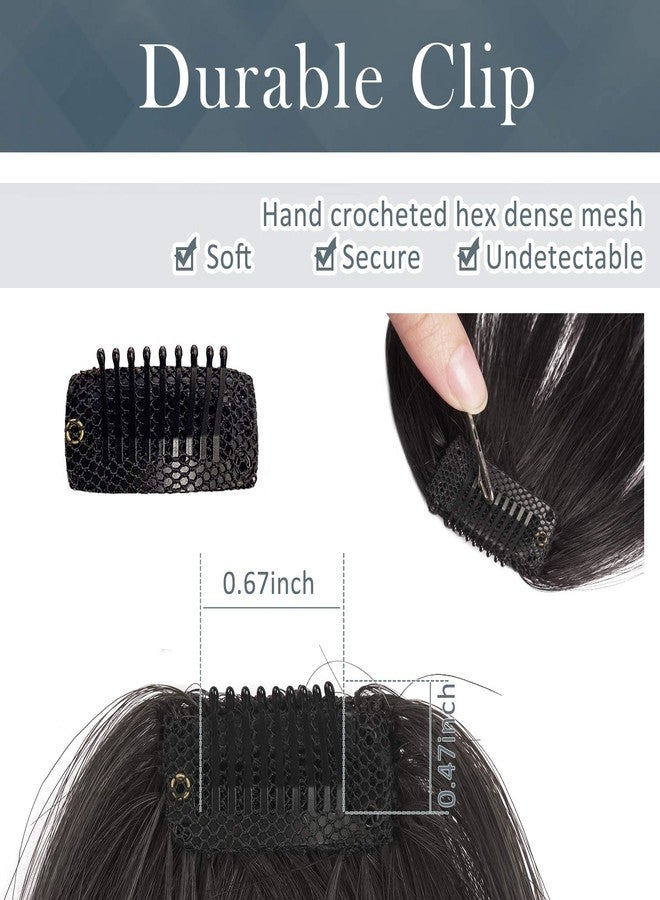 BARSDAR Medium Brown Clip in Bangs Real Human Hair - 100% Human Hair Clip in Bangs for Women - Medium Brown Wispy Bang Extensions Real Hair Fringe with Temples Hairpieces - Image 5