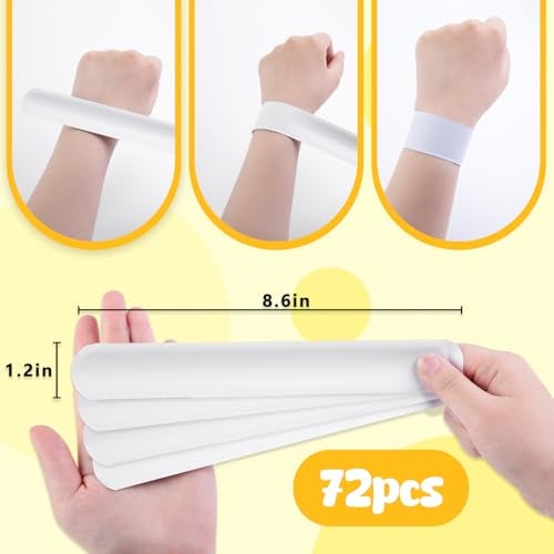 MCPINKY White Slap Bracelets Bulk, 72PCS DIY Snap Wristband To Do Slap Bracelet for Kids Party Favors Treat Bags Gifts Goodie Bag Stuffers - Image 2