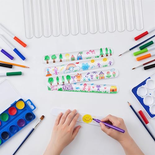 MCPINKY White Slap Bracelets Bulk, 72PCS DIY Snap Wristband To Do Slap Bracelet for Kids Party Favors Treat Bags Gifts Goodie Bag Stuffers - Image 4