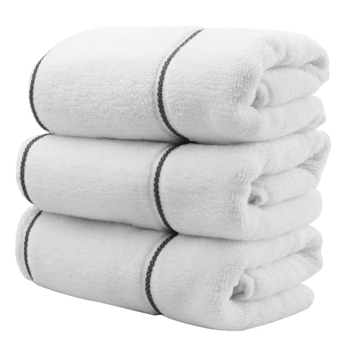 Vowanop White 3 Pack Hand Towels, 100% Cotton, 480GSM, Premium Quality Cloths, Highly Absorbent and Soft Feel Towels for Bathroom, Gym, Shower, Hotel, and Spa, 12x20 Inch - Image 1