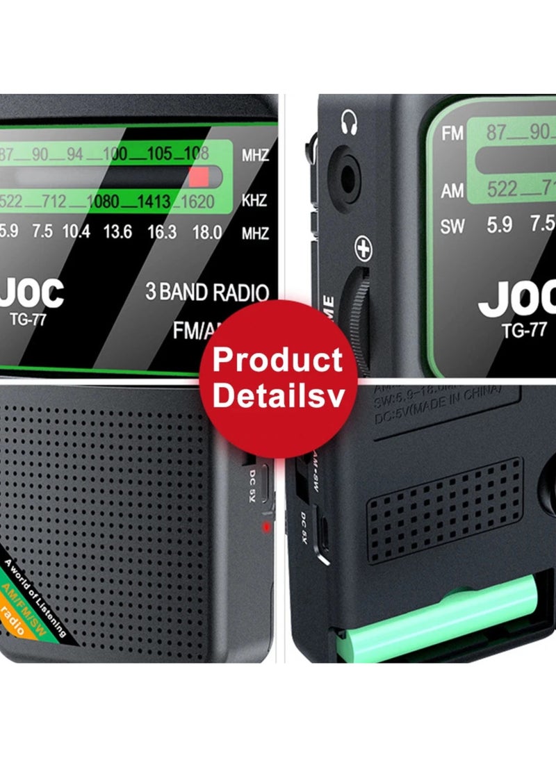 جوك راديو جيب للطوارئ FM AM SW راديو مدمج بمكبر صوت راديو ترانزستور من النوع C مشغل راديو قابل لإعادة الشحن للمنزل والمشي لكبار السن - Image 5