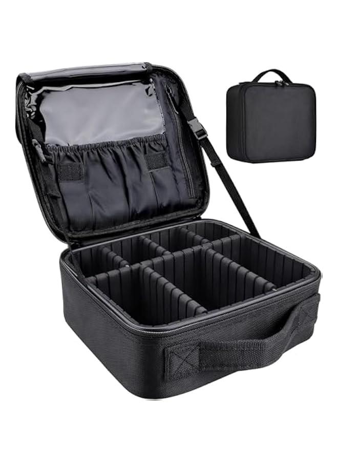 HOOKOR Travel Makeup Bag Train Case Cosmetic Case Organizer Portable Artist Storage Bag with Adjustable Dividers for Cosmetics Makeup Brushes Toiletry Jewelry Digital Accessories - Image 1