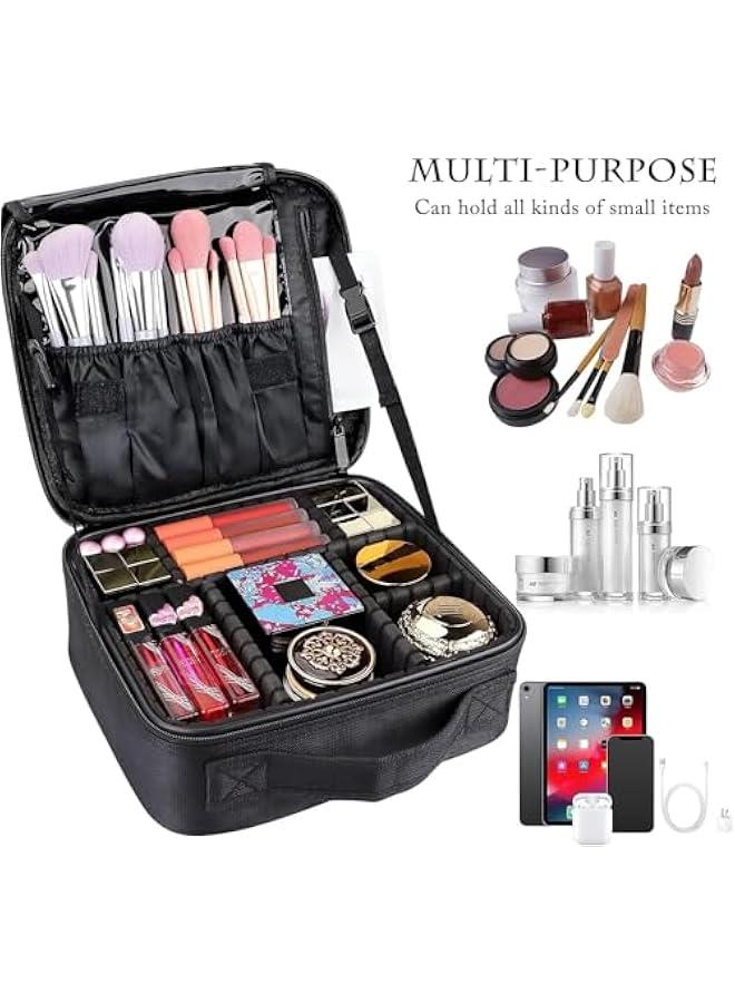 HOOKOR Travel Makeup Bag Train Case Cosmetic Case Organizer Portable Artist Storage Bag with Adjustable Dividers for Cosmetics Makeup Brushes Toiletry Jewelry Digital Accessories - Image 3
