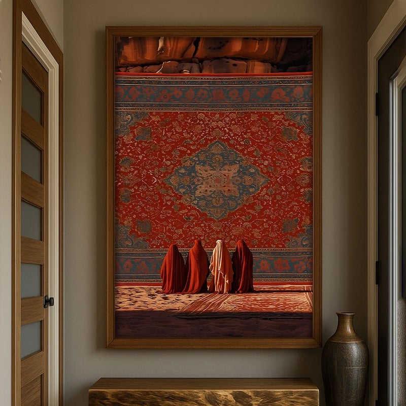 ماركتنا لوحة قماشية بتصميم الفن النجدي مع برواز مجوف مقاس (40×60) قطعة واحدة - Image 2