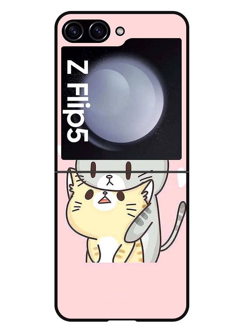 Theodor Protective Case Anti Scratch Shock Proof Bumper Cover For Samsung Galaxy Z Flip 5 Two Cats Love - Image 1