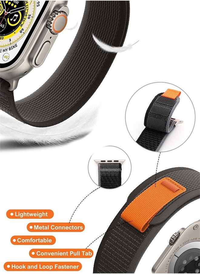 Lemon 2 Pack for Apple Watch Trail Band 49mm 45mm 44mm 42mm Nylon Woven Sport Strap for iWatch Series Ultra/8/7/SE/6/5/4/3/2/1(Black, Beige)  - Image 3