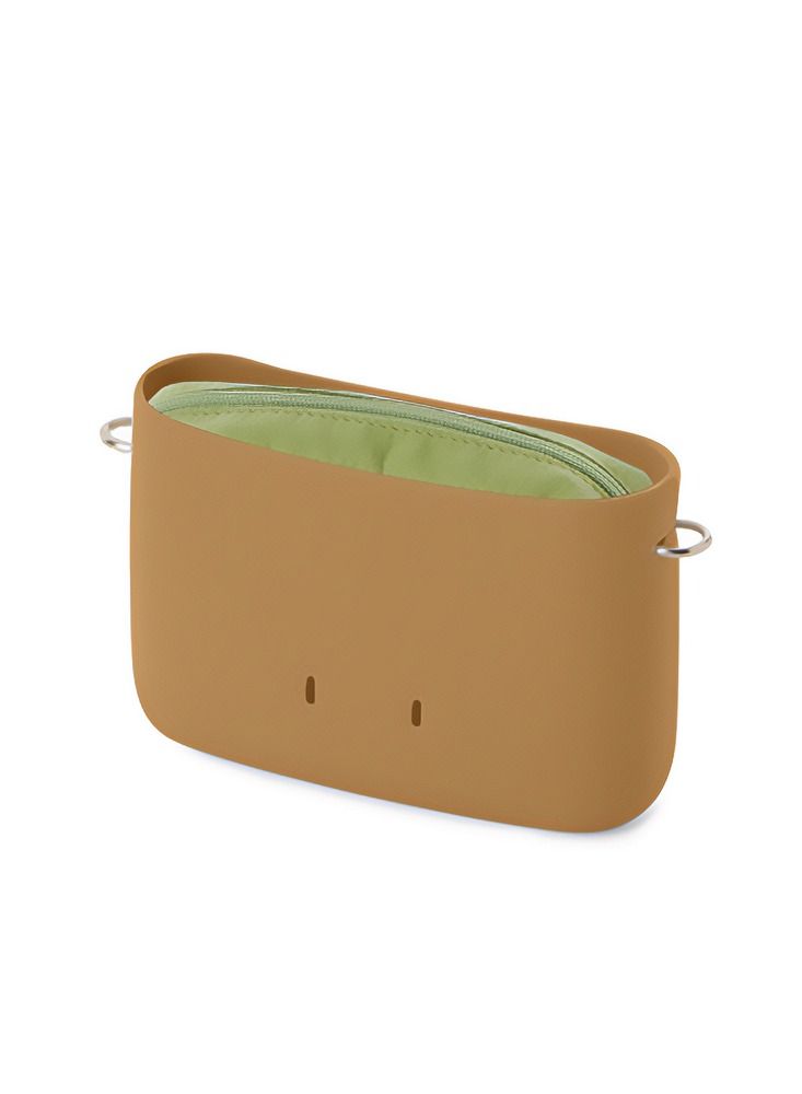 O pocket Cross Body Bag with Flap & Eco Leather Adjustable Shoulder Strap in Avocado Biscuit