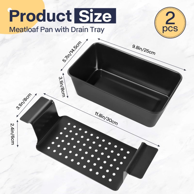 Spmarkt 2 Pack Meatloaf Pan with Drain Tray - Non-Stick Loaf Pan Set with Insert, Healthy Grease-Free Baking, Heavy Duty Steel, Easy Release & Clean, 9x5 Inch Oven Safe Bread Pan - Image 5