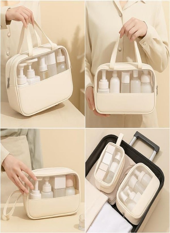 XOIPED Premium Transparent Organizer Bag Pack of 3 | Large Capacity Multipurpose Travel Pouch for Cosmetic Items, Toiletries & Beauty Accessories (Beige) - Image 4