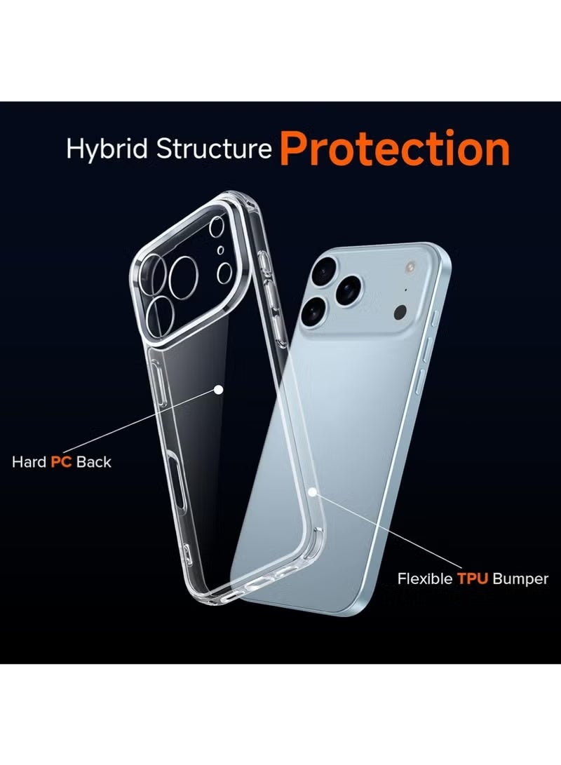 ELTRAZONE 3-in-1 Clear Case for iPhone 17 Pro 6.3'' (2025) with 2-Pack Tempered Glass Screen Protector, Full Camera Protection, Shockproof Hard Back Slim Transparent Cover - Image 3