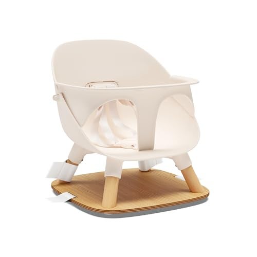 Lalo The Booster Seat for Babies & Toddlers, Children's Booster Seat, Easy to Clean Five-Point Safety Harness & Durable Non-Toxic Plastic Seat & Belly Bar - Grapefruit - Image 1