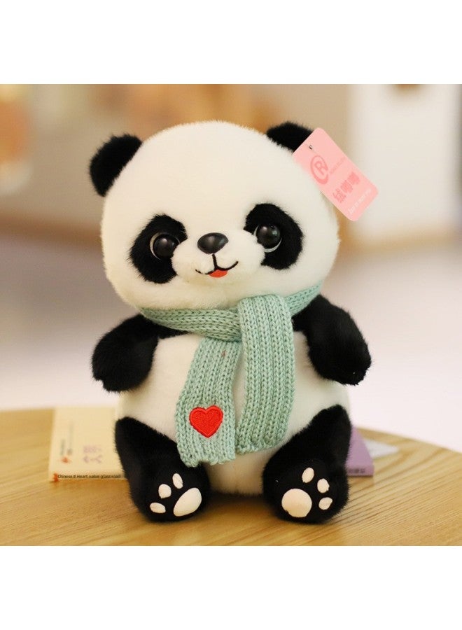 Cute Panda Dolls Wearing Clothes Plush Toys Friend Gifts From Sichuan Travel Souvenir Claw Machine Dolls Soft Short Fur Panda-Specifications:green Scarf-Color:28cm  - Image 1