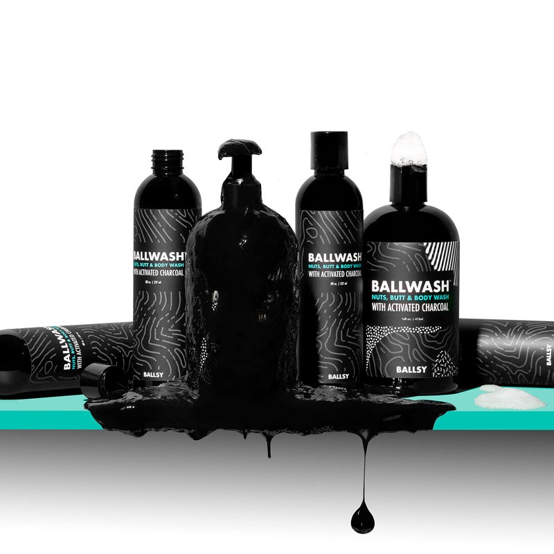 Ballsy Ballwash Jolly Jewels Charcoal Body Wash for Men, Soap, Moisturizing, Shower Gel, w/Coconut Oil, Aloe Vera, Lavendar and Cedarwood Oil, 8 Fl oz - Image 3