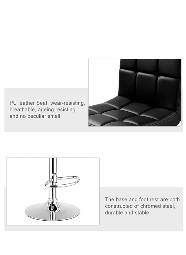 Generic - Bar Stools Modern Pu Leather Adjustable Swivel Barchair, Armless Counter Bar Chair Synthetic Leather Extra Height Square Island Barstool - Image 1