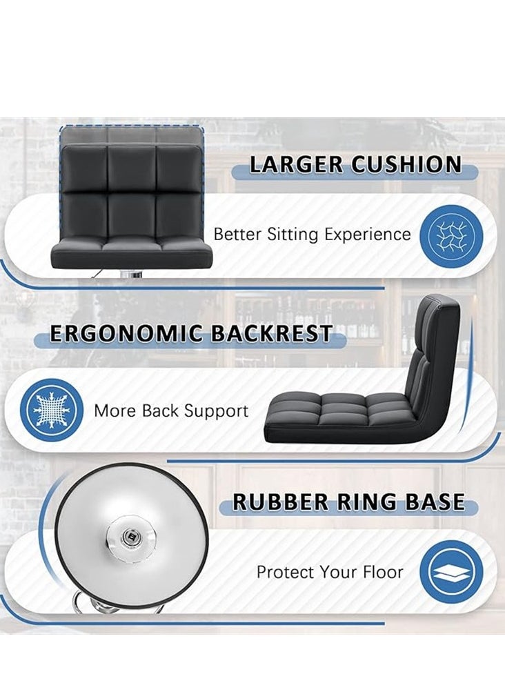 Generic - Bar Stools Modern Pu Leather Adjustable Swivel Barchair, Armless Counter Bar Chair Synthetic Leather Extra Height Square Island Barstool - Image 1