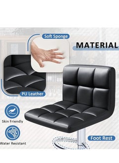Generic Bar Stools Modern Pu Leather Adjustable Swivel Barchair, Armless Counter Bar Chair Synthetic Leather Extra Height Square Island Barstool  - Image 2