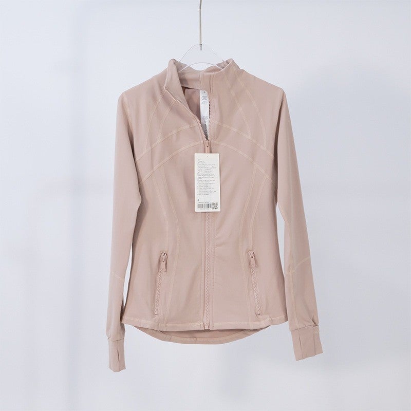 Generic New Cross-border Hatless Cardigan Vertical Collar Yoga Clothes Womens Jacket Slim-fit Sports High Elastic Sports Fitness Jacket for Women Pink mist 6198 jacket 