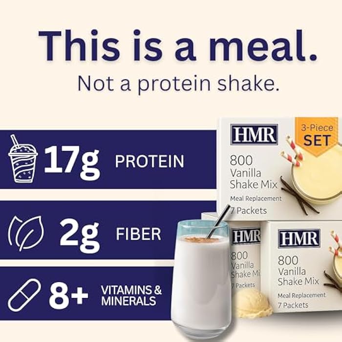 HMR 3-Pack HMR 800 Shake Meal Replacement Mix | Vanilla Shake Powder to Support Healthy Weight Loss | 17g of Protein | Easy to Make | Low Calorie Food | Triple Pack, 21 Single Serves - Image 4