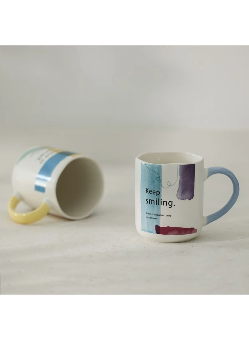 DANUBE HOME Danube Essential 2-Piece New Bone China Mug Set Yellow,Blue 385Ml