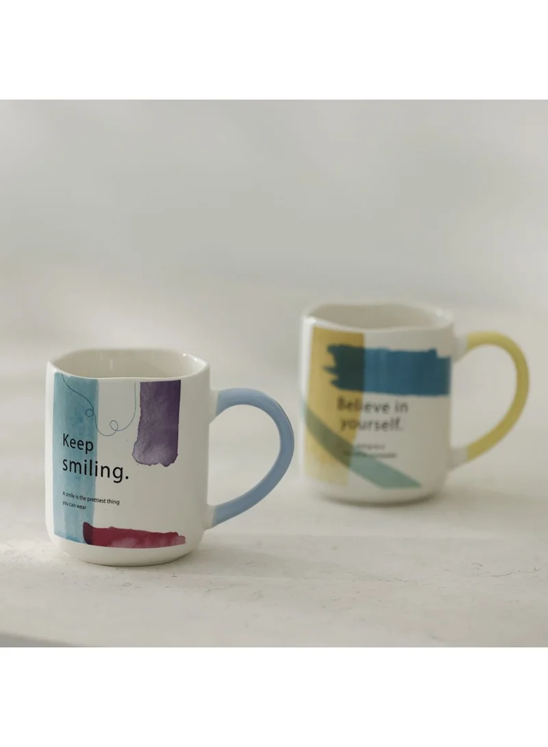 DANUBE HOME Danube Essential 2-Piece New Bone China Mug Set Yellow,Blue 385Ml