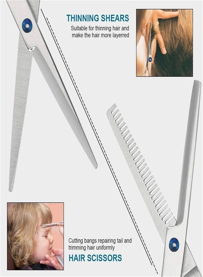 Arabest Hair Cutting Scissors Kit, 10 Pack Stainless Steel Scissors Hair Hairdressing Professional Shears Set Sharp Hair Scissors Professional Thinning Scissors for Home Baber Salon Women Men Kids Haircut - Image 3